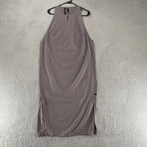 Lululemon Lab Lahar Dress Womens XL Taupe Gray Sleeveless Midi Side Slits